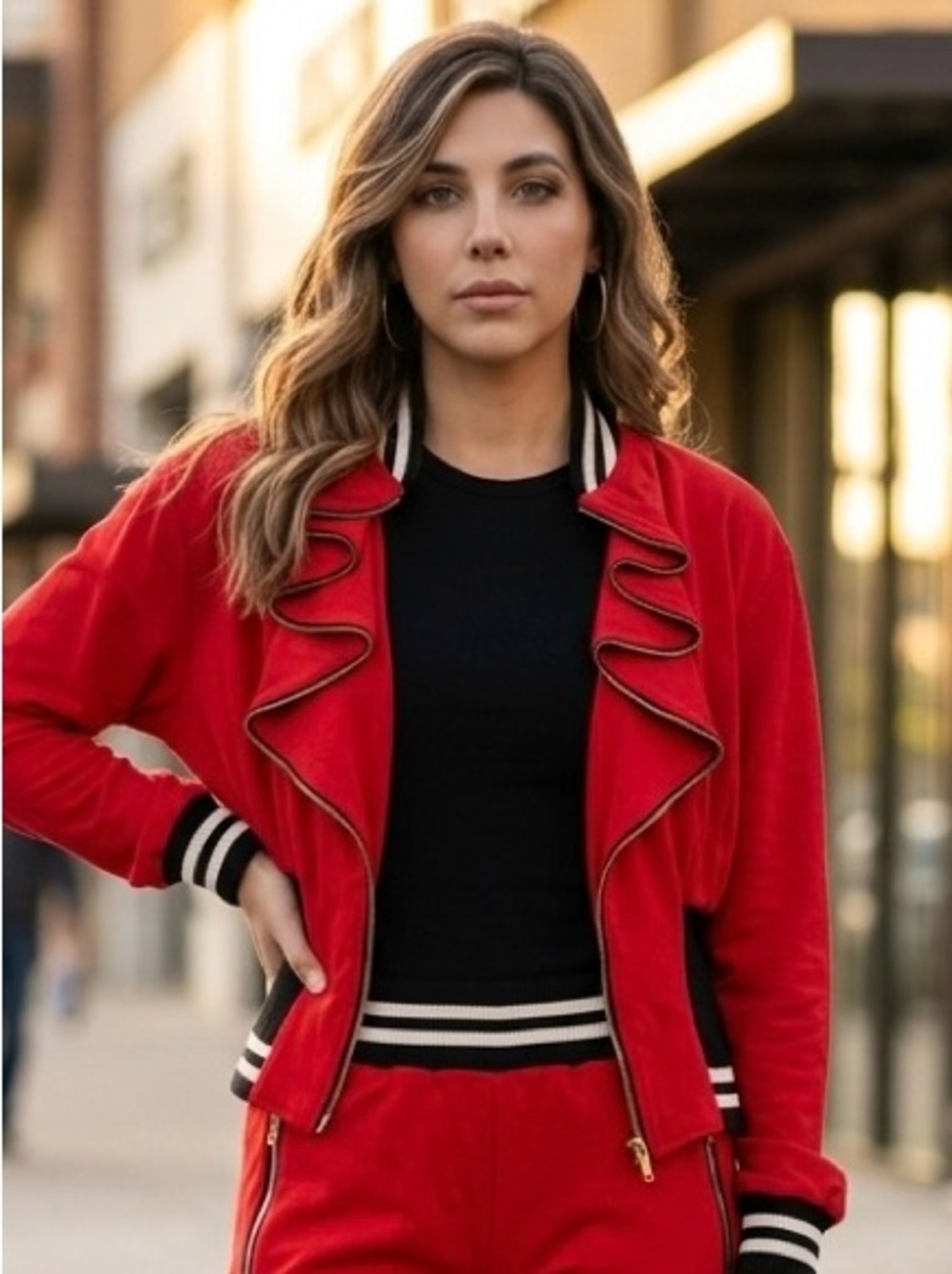 Rare Vintage Byron Lars 1990s Red Leather Suede Varsity 90s ' Zipper ' Jacket